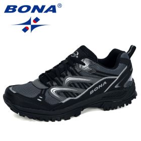 BONA 2022 New Designers Popular Sneakers Hiking Shoes Men Outdoor Trekking Shoes Man Tourism Camping Sports Hunting Shoes Trendy (Color: Charcoal grey D grey, size: 8)