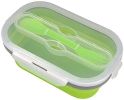 Lunch Box Collapsible Silicone Food Storage with Fork Spoon Expandable Eco Lunch Bento Box BPA-Free Dishwasher Freezer Microwave Safe