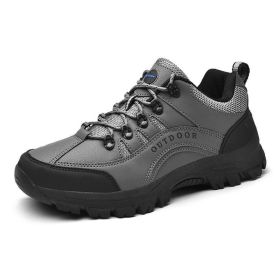 Outdoor Men Treking Shoes Breathable Climbing Hiking Sneakers Men Trainers Comfortable Walking Casual Shoes Men Camping Shoes (Color: Gray, size: 43)