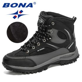 BONA 2022 New Designers Nubuck Shoes Men Outdoor Sports Tactical Male Boots Hiking Mountain Shoes Man Camping Climbing Footwear (Color: Charcoal grey S gray, size: 9)